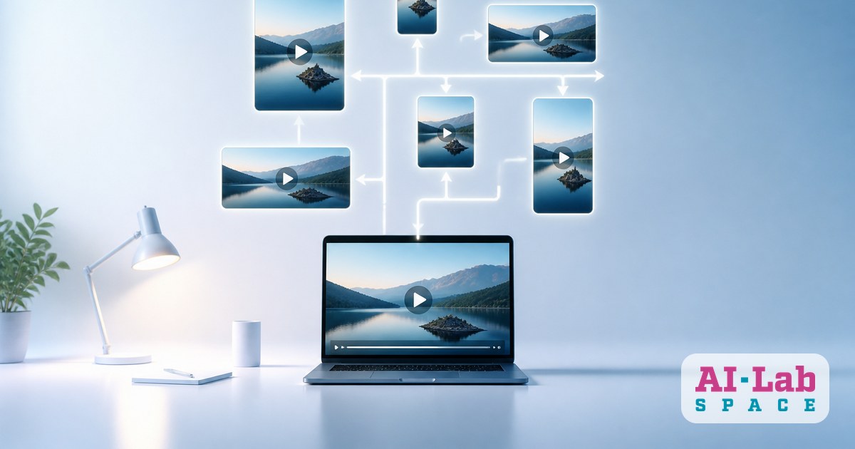 Viens video tiek sadalīts sešos sociālo tīklu formātos uz datora ekrāna